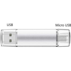 Dubbele Aansluiting USB Stick 64GB | USB + Micro USB Stick (Silver)