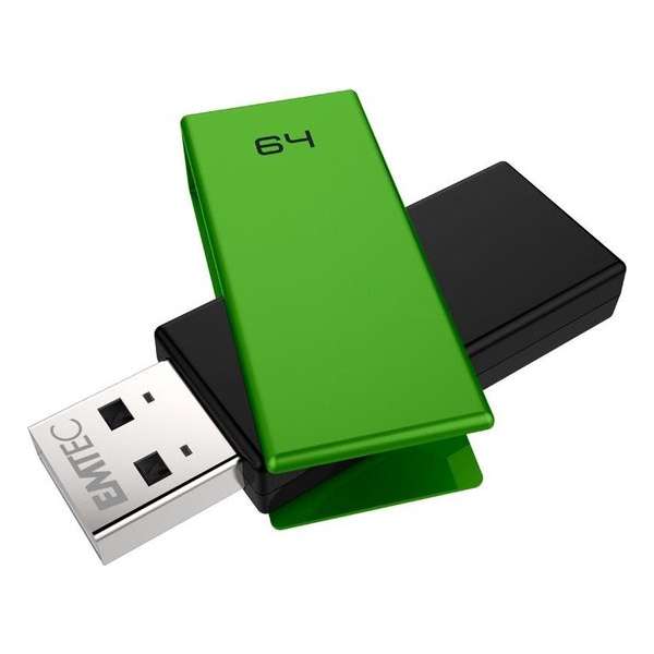 Emtec C350 Brick 2.0 USB flash drive 64 GB USB Type-A Zwart, Groen