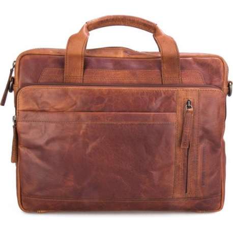 Spikes & Sparrow Authentic Leren Laptoptas - 14 inch - Brandy