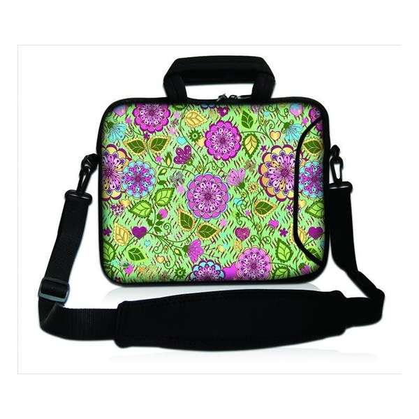 Sleevy 17,3 laptoptas roze bloemen