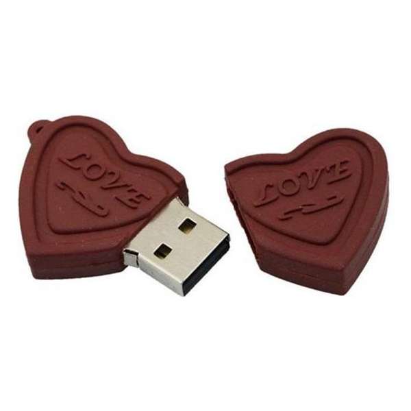 Chocolade hart usb stick 8GB -1 jaar garantie – A graden klasse chip