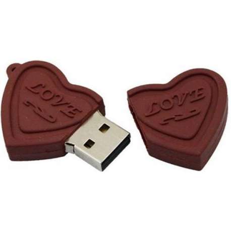 Chocolade hart usb stick 8GB -1 jaar garantie – A graden klasse chip