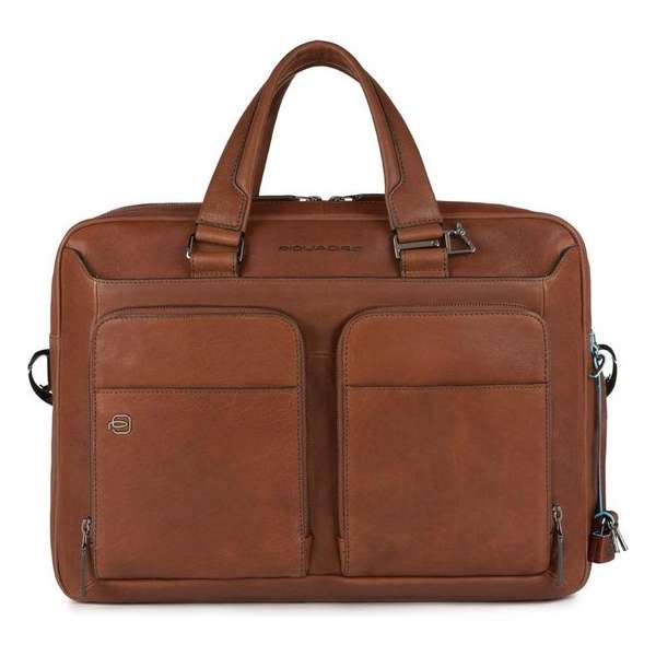 Piquadro Laptoptas Black Square Leer - cognac