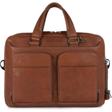 Piquadro Laptoptas Black Square Leer - cognac