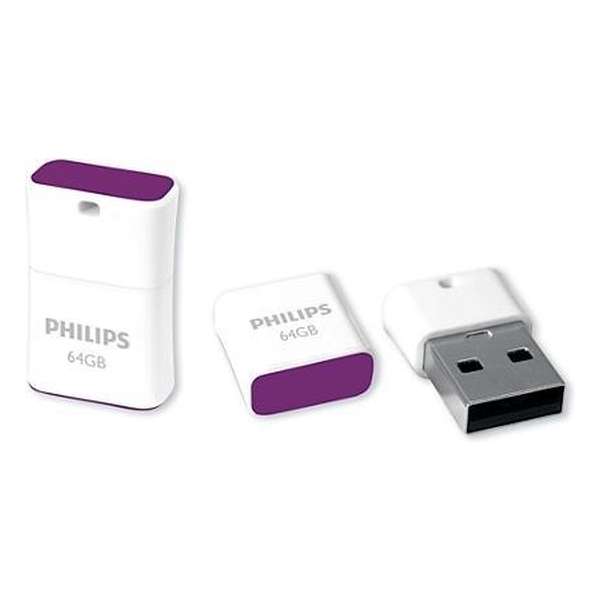 Philips FM64FD85B/00 USB flash drive 64 GB USB Type-A 2.0 Paars, Wit