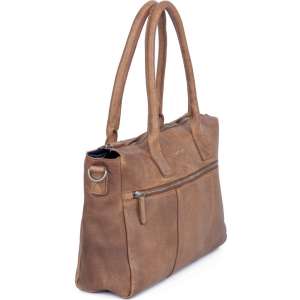 DSTRCT Raider leren laptoptas - 15,6 inch laptopvak - Handtas - Schoudertas - Sleutelhanger - Cognac