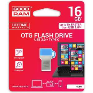 Goodram 16GB USB 3.0 USB flash drive USB Type-A / USB Type-C 3.2 Gen 1 (3.1 Gen 1) Blauw