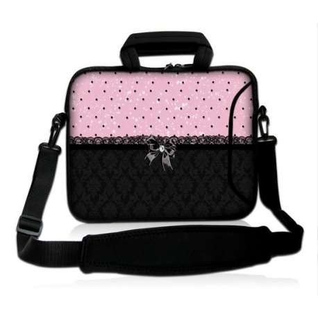 Laptoptas 11,6 inch patroon chic roze zwart - Sleevy