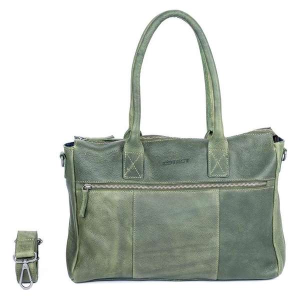 DSTRCT Raider Road Leren Dames Laptop Schoudertas - 15,6 inch - Groen