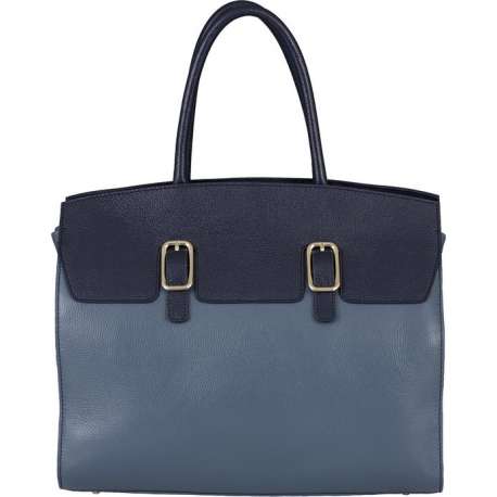 BELUCIA SALE BELUCIA OVADA DAMES HANDTAS LARGE KALFSLEER BICOLOR BLAUW Dames Handtas Blauw