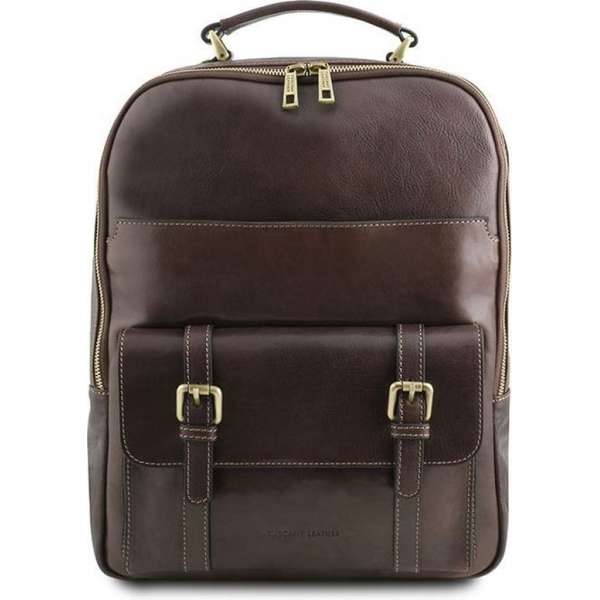 Tuscany Leather leren laptop rugzak Nagoya - Donkerbruin - TL141857