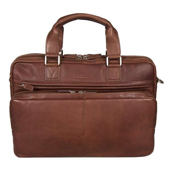 Business tas Davidts - Leer- Cognac-15 inch