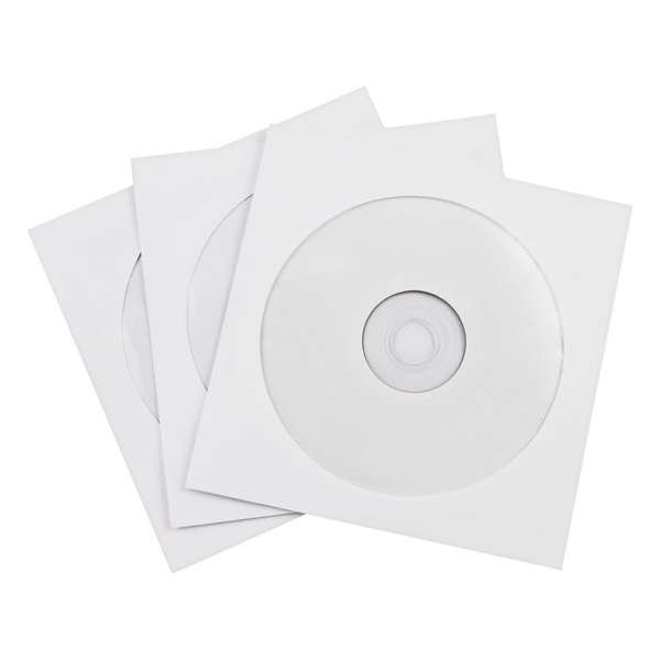 DELTACO CD-107 Papieren zak voor CD's - 100-pack - Wit