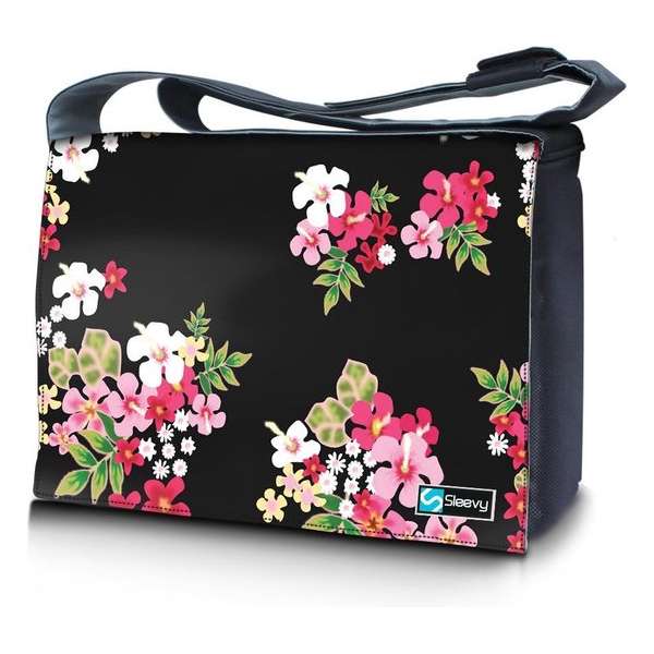 Messengertas / laptoptas 15,6 inch gekleurde bloemen - Sleevy - laptoptas - schooltas