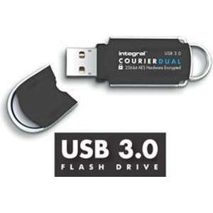 Integral 16GB Courier Dual FIPS 197 16GB USB 3.0 Zwart, Zilver USB flash drive