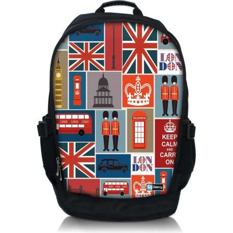 Sleevy 17,3 laptop rugzak Londen patroon - schooltas