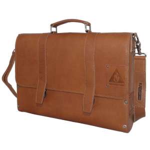 Orange Fire Leren / Houten Werktas A4 met Laptopvak 15.6’’ Cognac