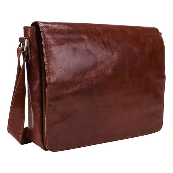 Leonhard Heyden Cambridge messenger L 13 inch - Cognac