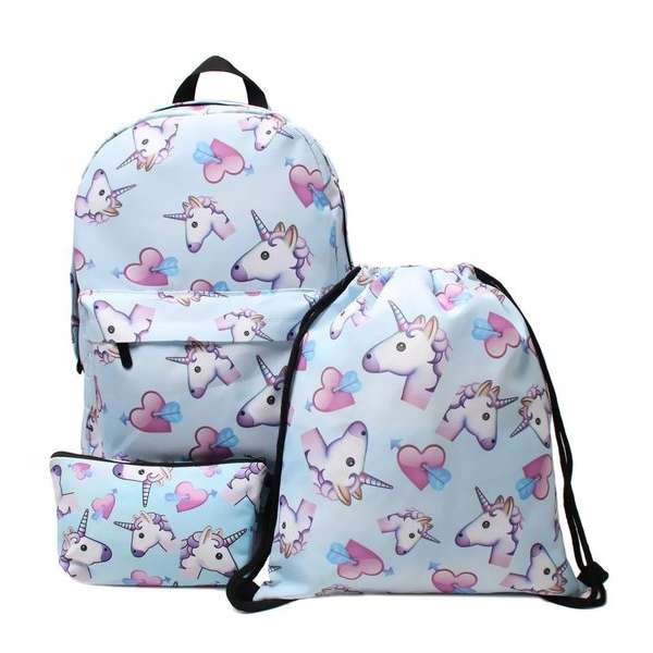 Unicorn Love Rugzak, Gymtas en Etui - Meisjes Schoolspullen - 20 Liter