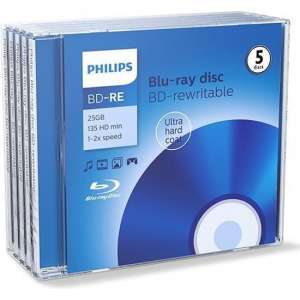 Bluray Philips 25GB  5pcs BD-RE jewel case 2x