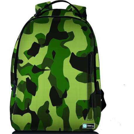 Sleevy laptop rugzak 15,6 Deluxe leger design - schooltas