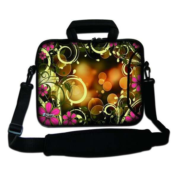 Sleevy 15.6 inch laptoptas artistiek en roze bloemen design