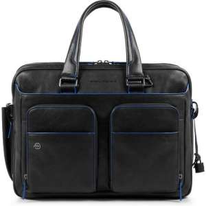 Piquadro Blue Square S Matte Expandable Computer 15 Briefcase Black