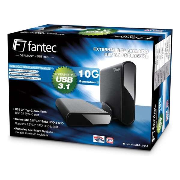 Fantec 2168 behuizing voor opslagstations 2.5/3.5'' HDD-/SSD-behuizing Zwart