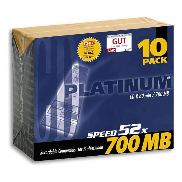 CD-R Platinum 700MB 10pcs Slim 52x