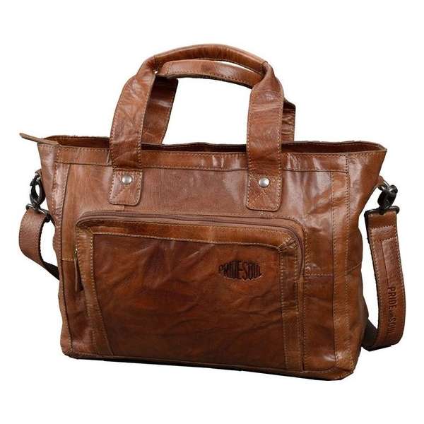 Dames bussines tas Pride and Soul leer met verschillende compartimenten, kleur cognac . 47601