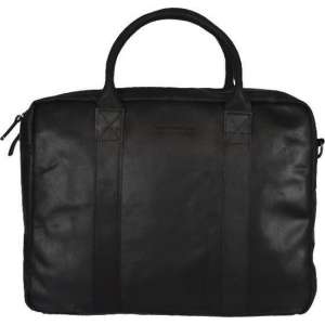 DSTRCT Limited Leren Business Laptoptas - 15,6 inch laptopvak met rits - Sleutelhanger - Zwart