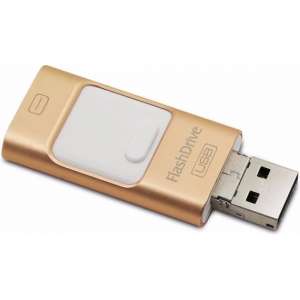 Flash Drive USB Stick - 3 in 1 - Goudkleurig - 128 GB