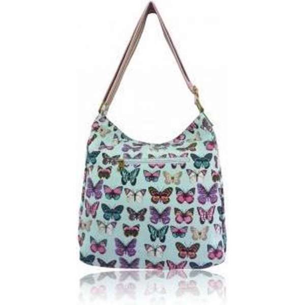 MISS LULU Canvas Schoudertas BUTTERFLY . - L1104B LBE)