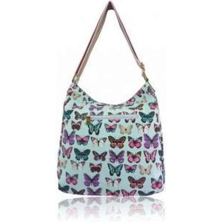 MISS LULU Canvas Schoudertas BUTTERFLY . - L1104B LBE)