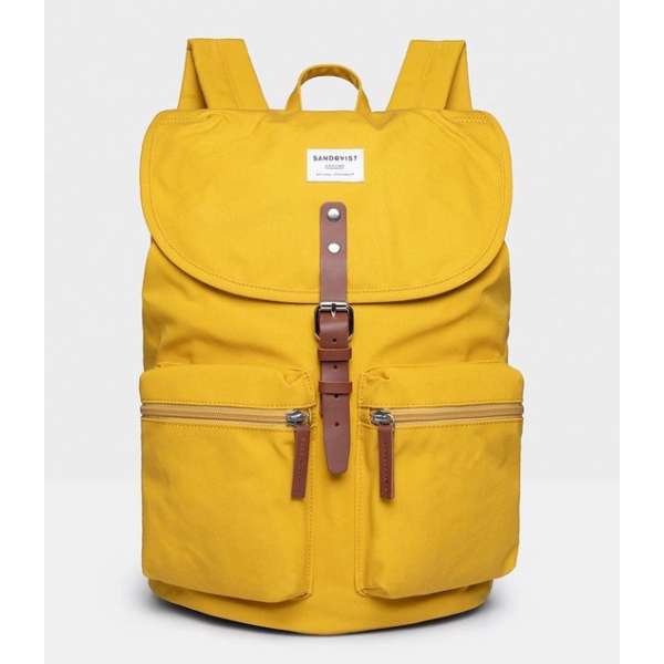 Sandqvist Rugzak Roald Yellow SQA535 Eco Canvas Tas - Geel 17 Lt