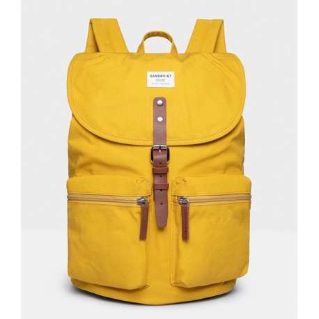 Sandqvist Rugzak Roald Yellow SQA535 Eco Canvas Tas - Geel 17 Lt