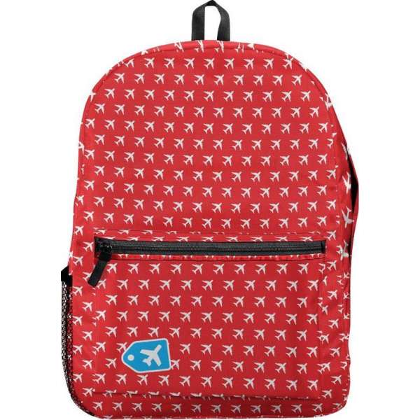 Vliegtuig patroon - Rugzak / Backpack / Schooltas - Rood - Voor Op Reis/Reizen/Vakantie/School