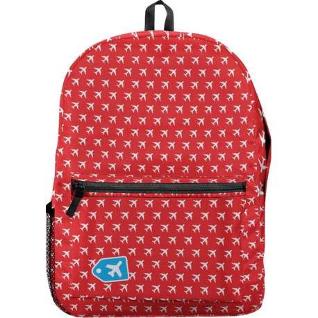 Vliegtuig patroon - Rugzak / Backpack / Schooltas - Rood - Voor Op Reis/Reizen/Vakantie/School