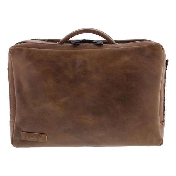 Plevier Leren 2-vaks Laptoptas 15,6 inch Taupe