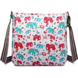 MISS LULU Canvas SCHOUDERTAS  ELEPHANT. Superhandig voor school/uni/werk!(L1104E BG)