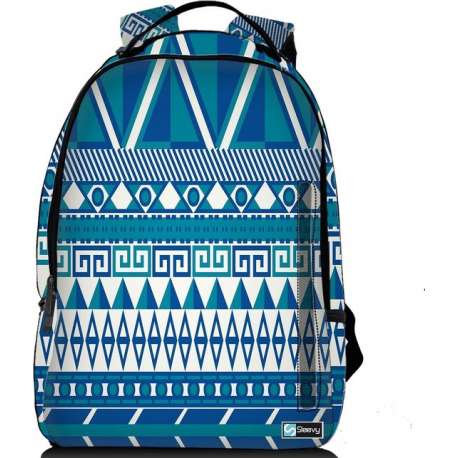 Sleevy laptop rugzak 15,6 Deluxe blauw design - schooltas