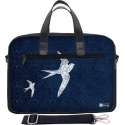 Laptoptas 17,3 inch / schoudertas blauw patroon en vogels - Sleevy - laptoptas - schooltas