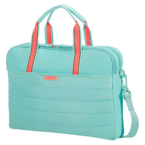 American Tourister Laptop Aktetas - Uptown Vibes Laptop Bag 15.6 inch Mint/Peach