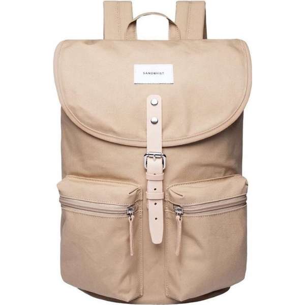 Sandqvist Rugzak Roald Beige SQA1251 Eco Canvas Tas - Beige 17 Lt