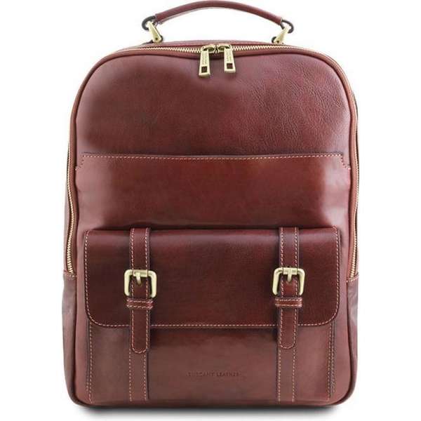 Tuscany Leather leren laptop rugzak Nagoya - Bruin - TL141857