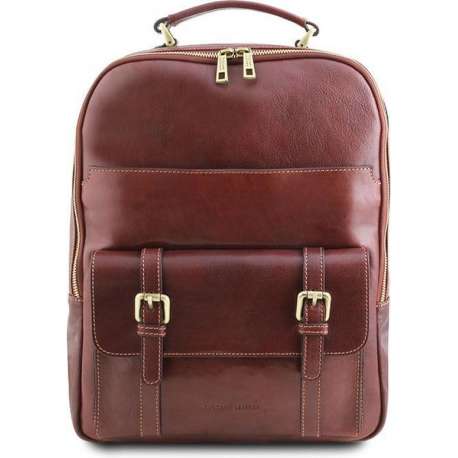 Tuscany Leather leren laptop rugzak Nagoya - Bruin - TL141857