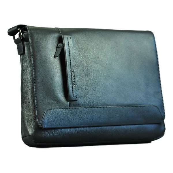 Buono Leather Unisex Schoudertas Zwart