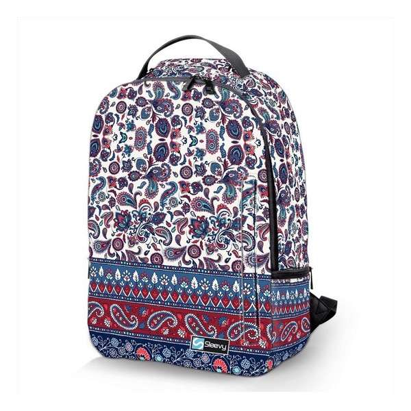 Laptop rugzak 17,3 Deluxe Oosters patroon blauw - Sleevy - schooltas