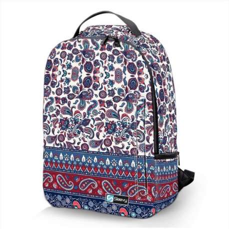 Laptop rugzak 17,3 Deluxe Oosters patroon blauw - Sleevy - schooltas