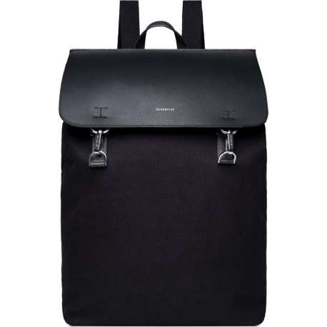 Sandqvist Rugzak Hege Black Zwart 15 inch laptopvak - Canvas Leder